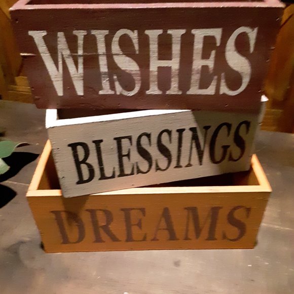 Wood Boxes set of 3 - Picture 2 of 6